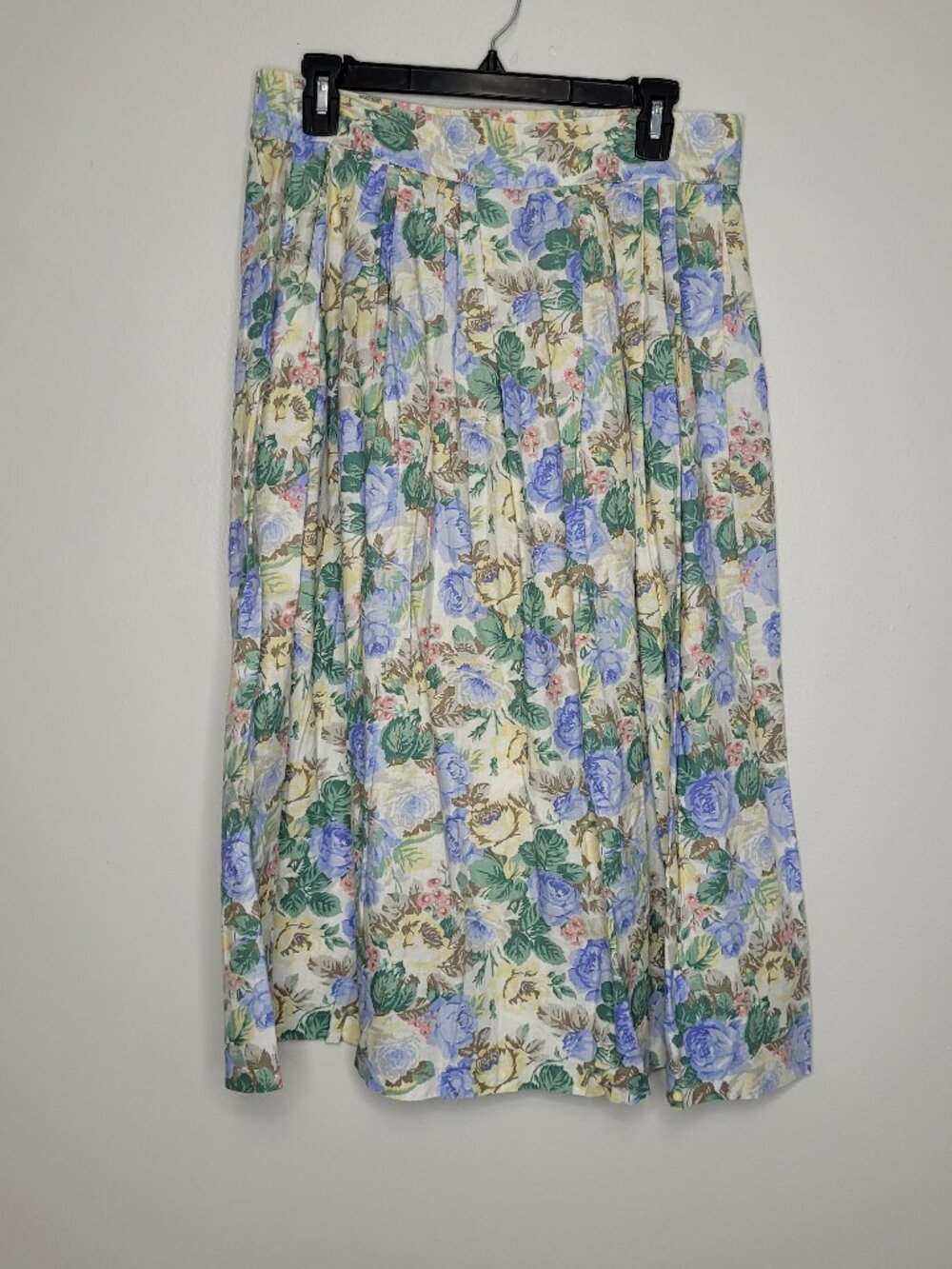 Vintage Soko pastel flower print cottage a line pleated midi skirt size 18